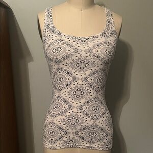 Faded Glory Blue and White Patterned Tank Top